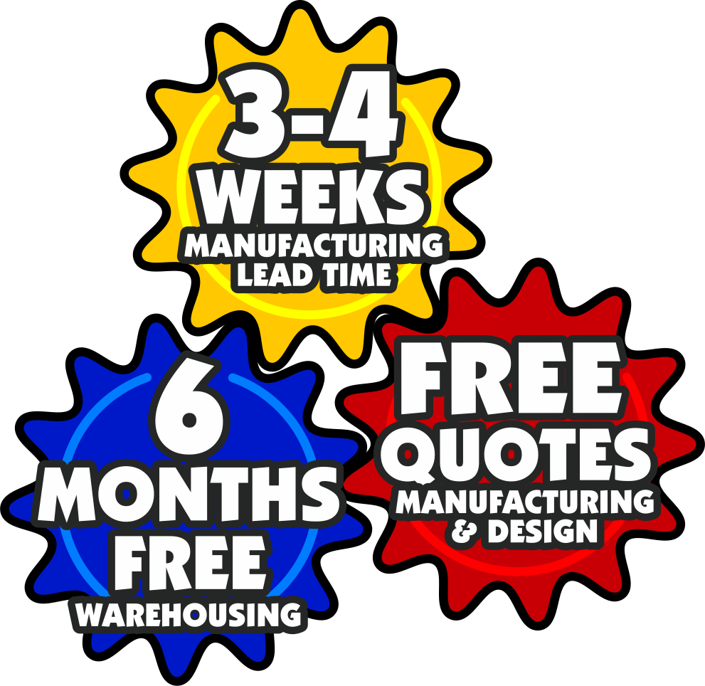 3-4 Weeks Lead Time for Game Manufacturing, 6 Months Free Game Warehousing, Free Quotes for Manufacturing & Design Services